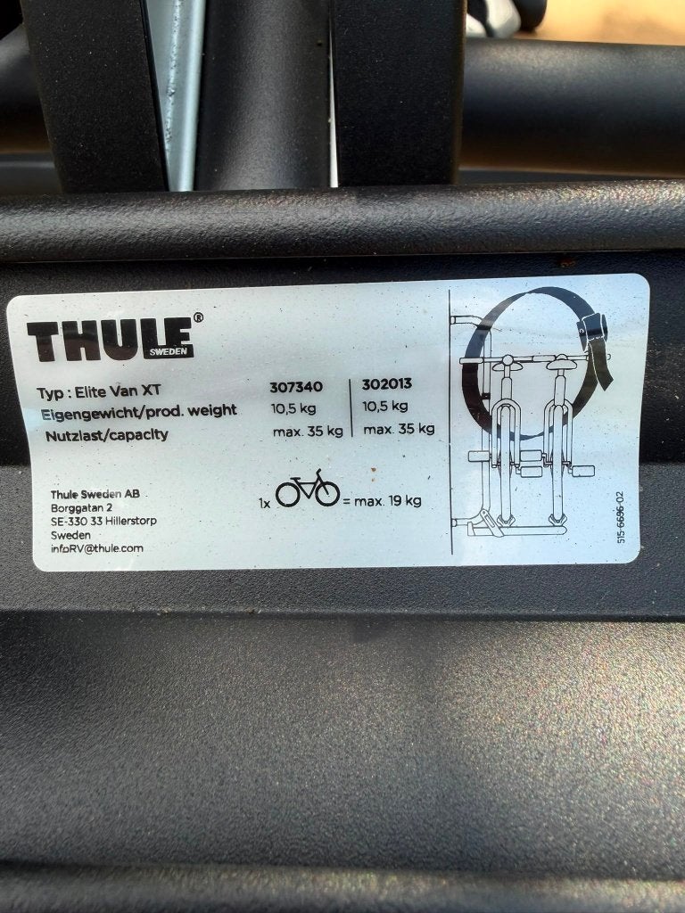 Thule fietsrek Elite Van XT, Ophalen, 2 fietsen, Zo goed als nieuw, Achterklepdrager