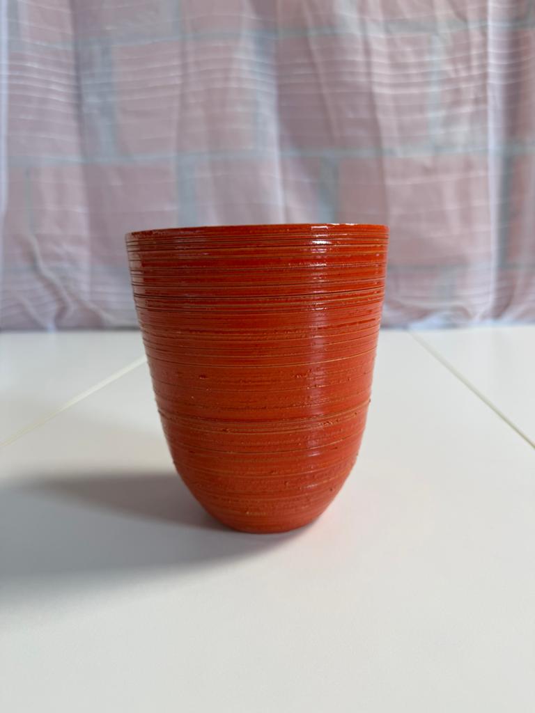 NOUVEAU - pot de fleurs orange., Neuf, Moins de 25 cm, Rond, Pierre