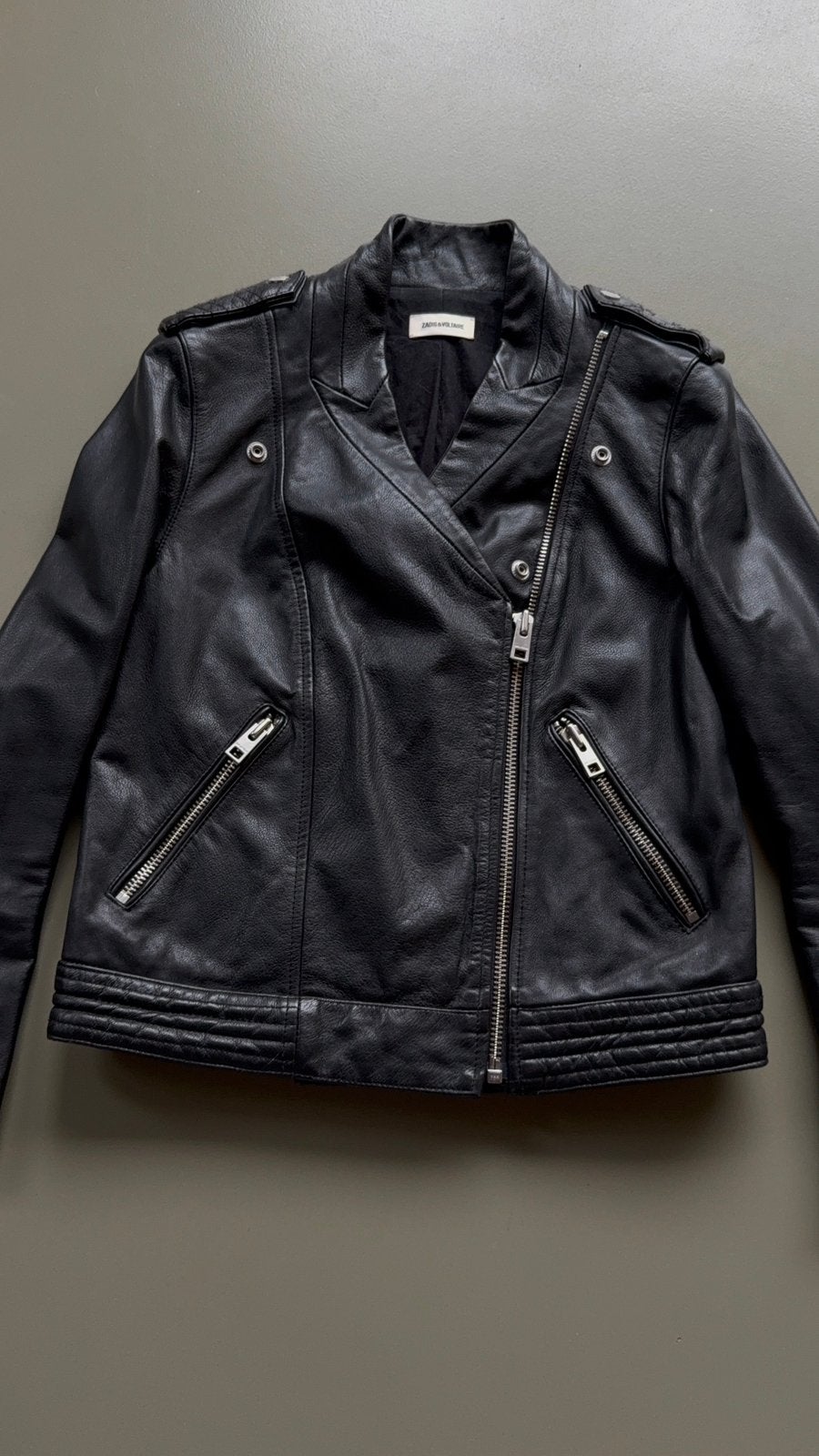 Supermooie lederen biker Zadig & Voltaire mt M, Envoi, Comme neuf, Taille 38/40 (M), Noir