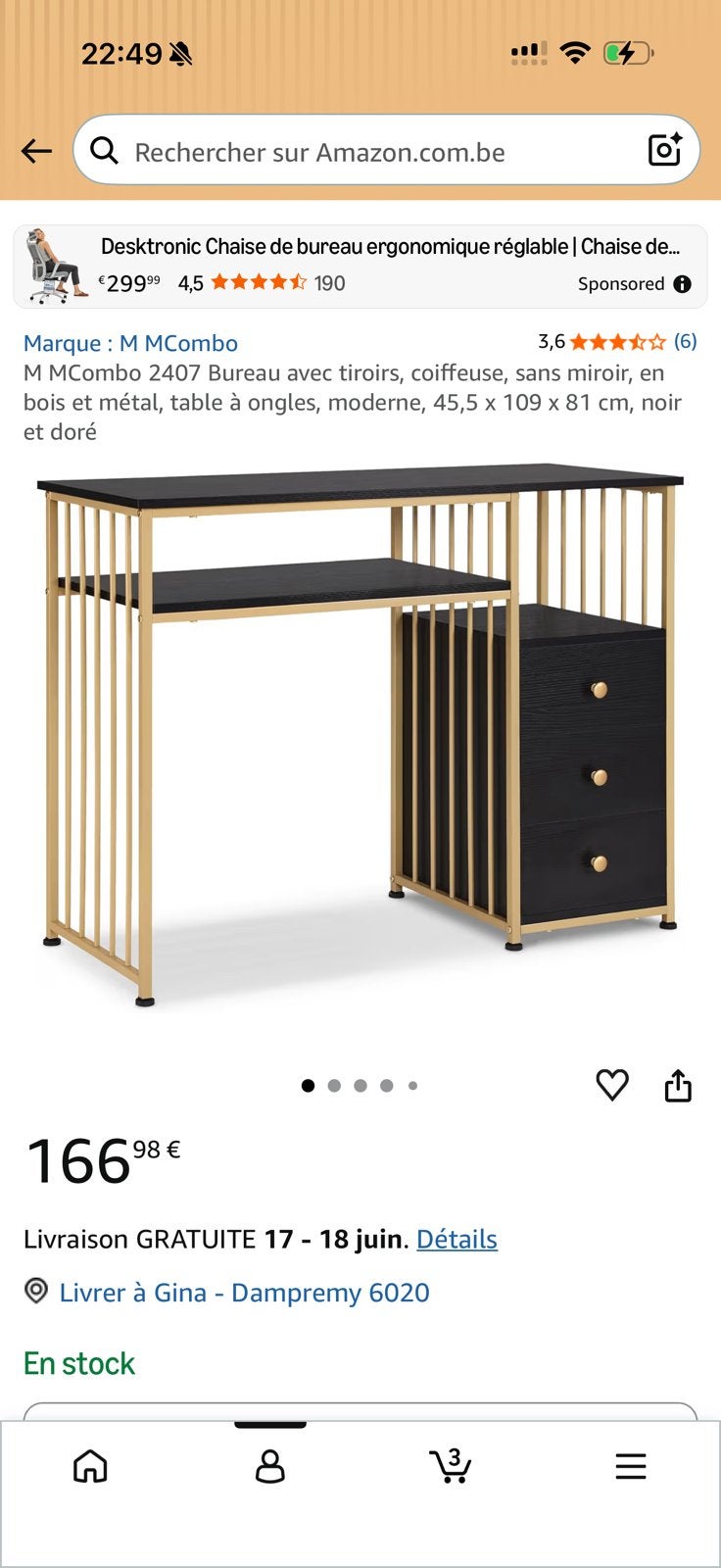 Bureau + chaise de bureau, Maison & Meubles, Chaises de bureau, Enlèvement, Comme neuf, Chaise de bureau