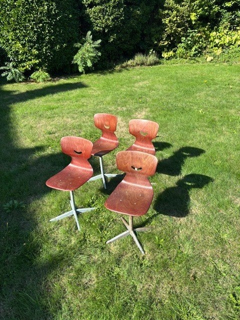 4 vintage keukenstoelen, Ophalen, Gebruikt, Bruin, Vier