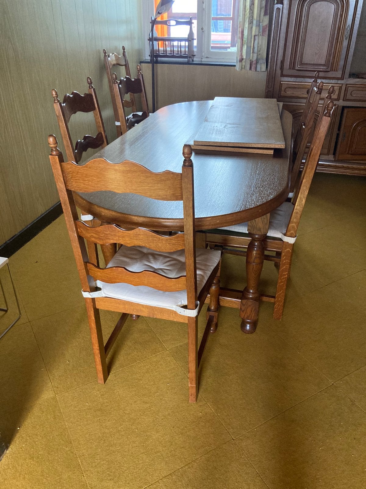 Massieve houten tafel met 6 stoelen, Enlèvement, Utilisé