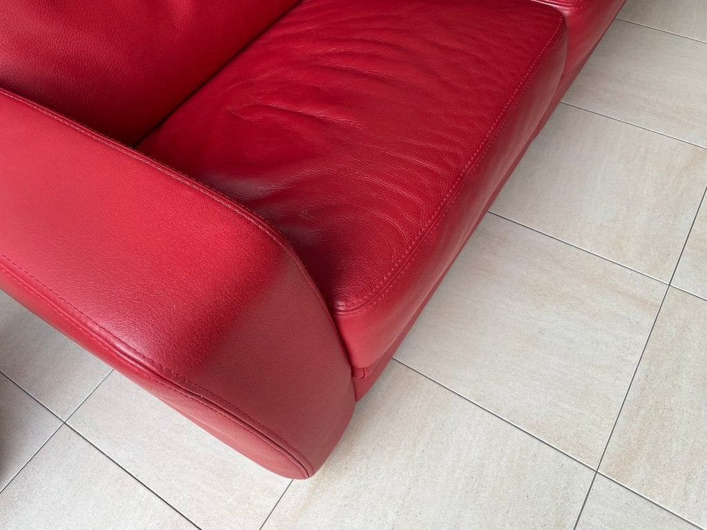 Canapé NARCISO  cuir rouge 2 places- très confortable, Maison & Meubles, Enlèvement, Utilisé, Cuir