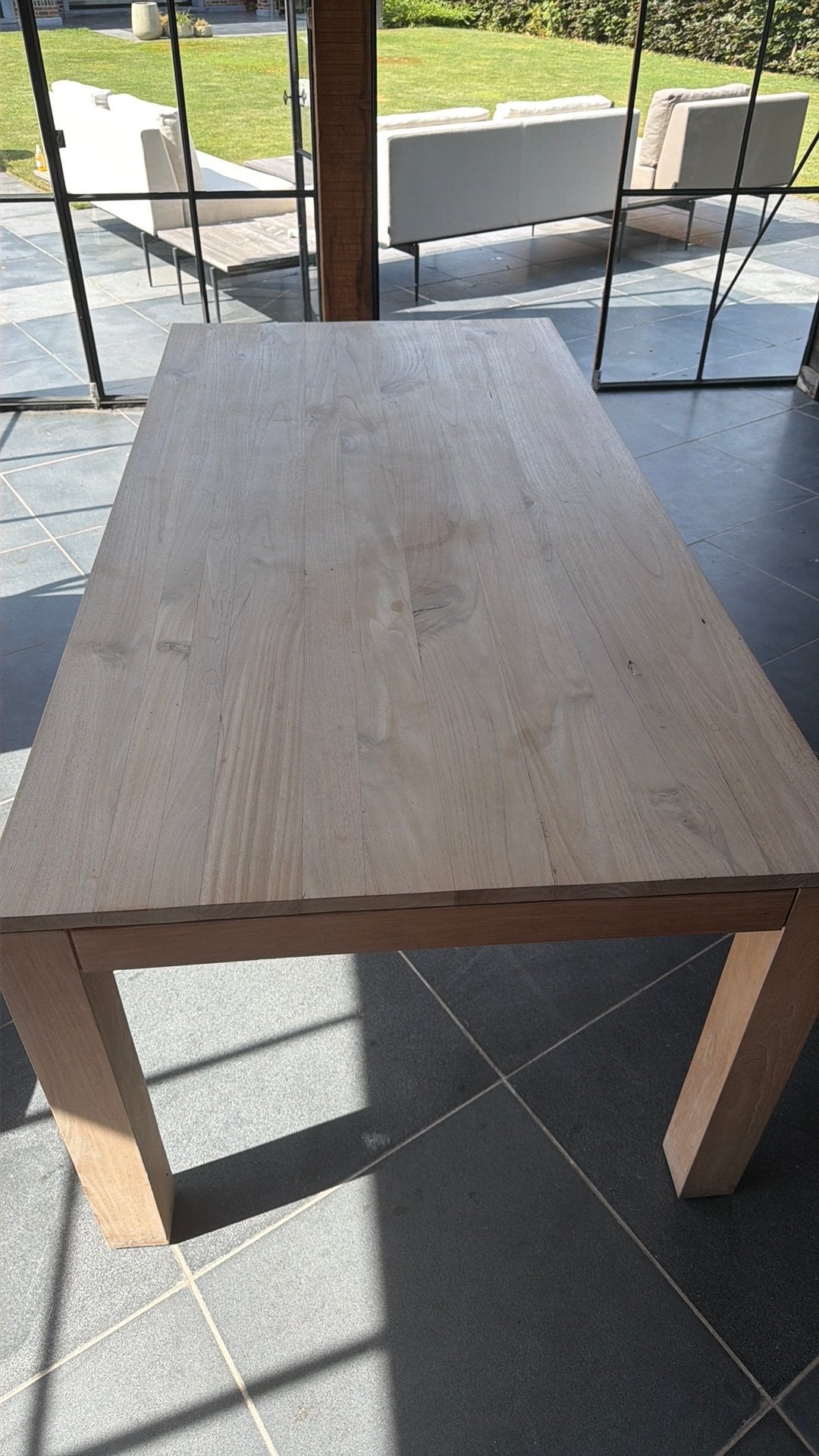 Whitewash echt houten tafel 2m x 1m geschikt voor 6 pers, Huis en Inrichting, Tafels | Eettafels, Ophalen, Gebruikt, Eikenhout
