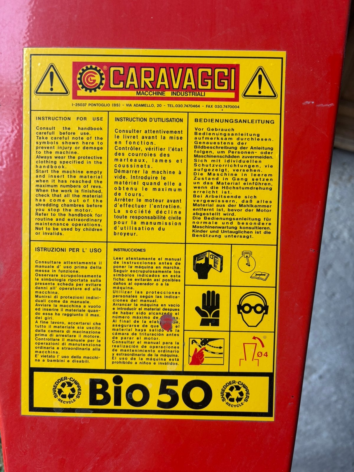 Caravaggi Bio 50 versnipperaar te koop, Tuin en Terras, Ophalen, Gebruikt, Benzine, Met opvangbak