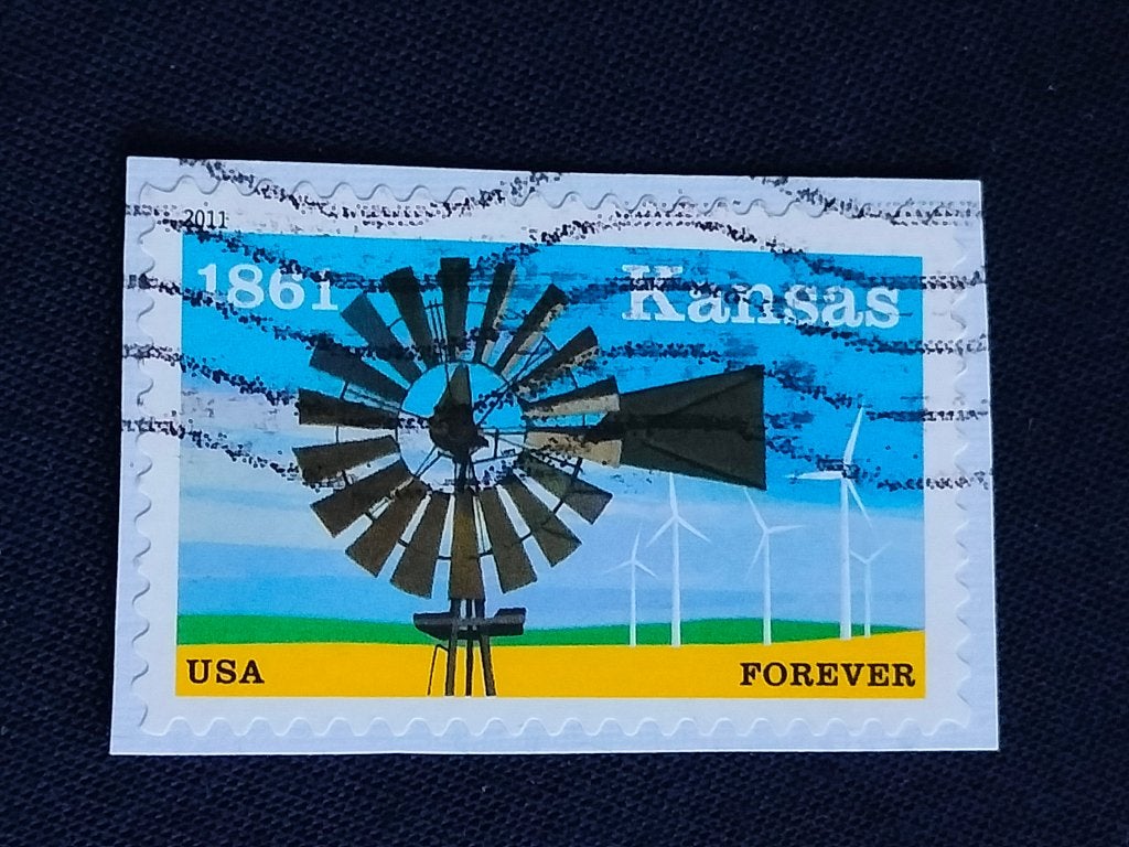 USA 2011 - 150 jaar staat Kansas, windmolens, Verzenden, Gestempeld, Noord-Amerika