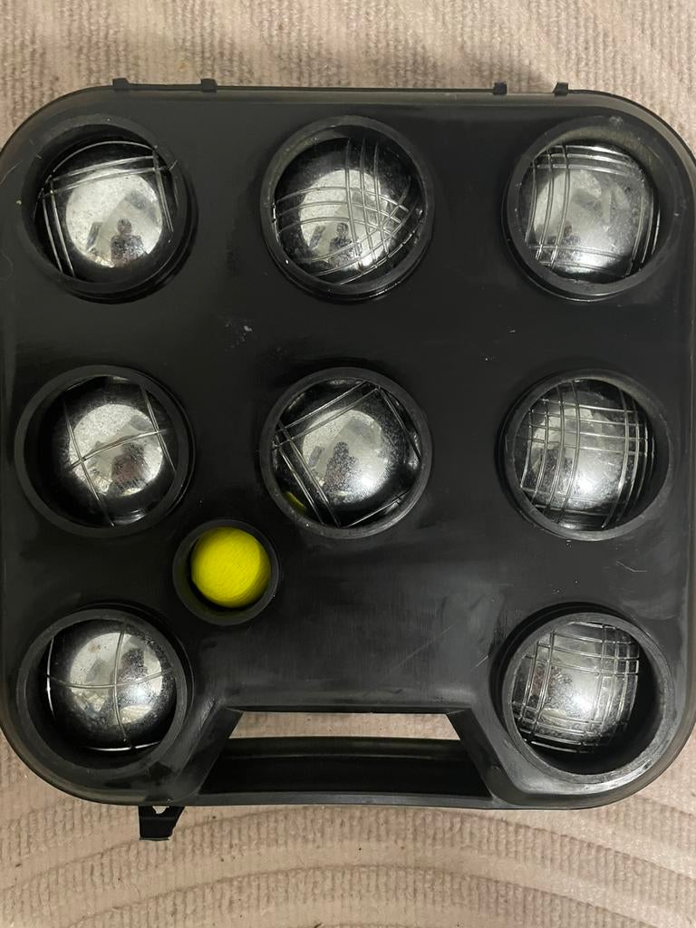 Petanque set / jeux de boiles met 8 ballen, Ophalen, Zo goed als nieuw