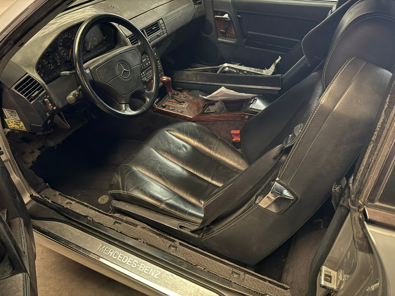 Mercedes SL600 1994 project, Auto's, Automaat, Zwart, Cabriolet, Mercedes-Benz