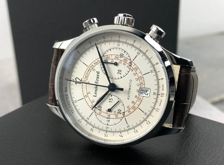 Louis Erard - 1931 Chronograph Vintage Telemeter Automatic, Montre-bracelet, Autres marques, Cuir, Enlèvement