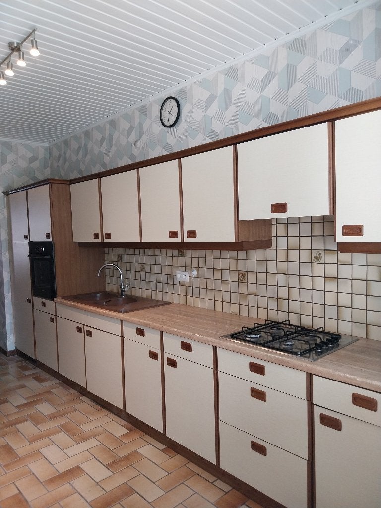 Uitgeruste keuken, Huis en Inrichting, Keuken | Complete keukens, Ophalen, Gebruikt, Crème, Enkelwandige keuken