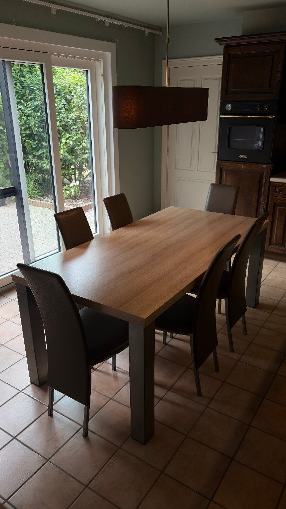 eettafel 180x90 + 6 stoelen, Huis en Inrichting, Tafels | Eettafels, Ophalen, Gebruikt, 50 tot 100 cm, Vijf personen of meer