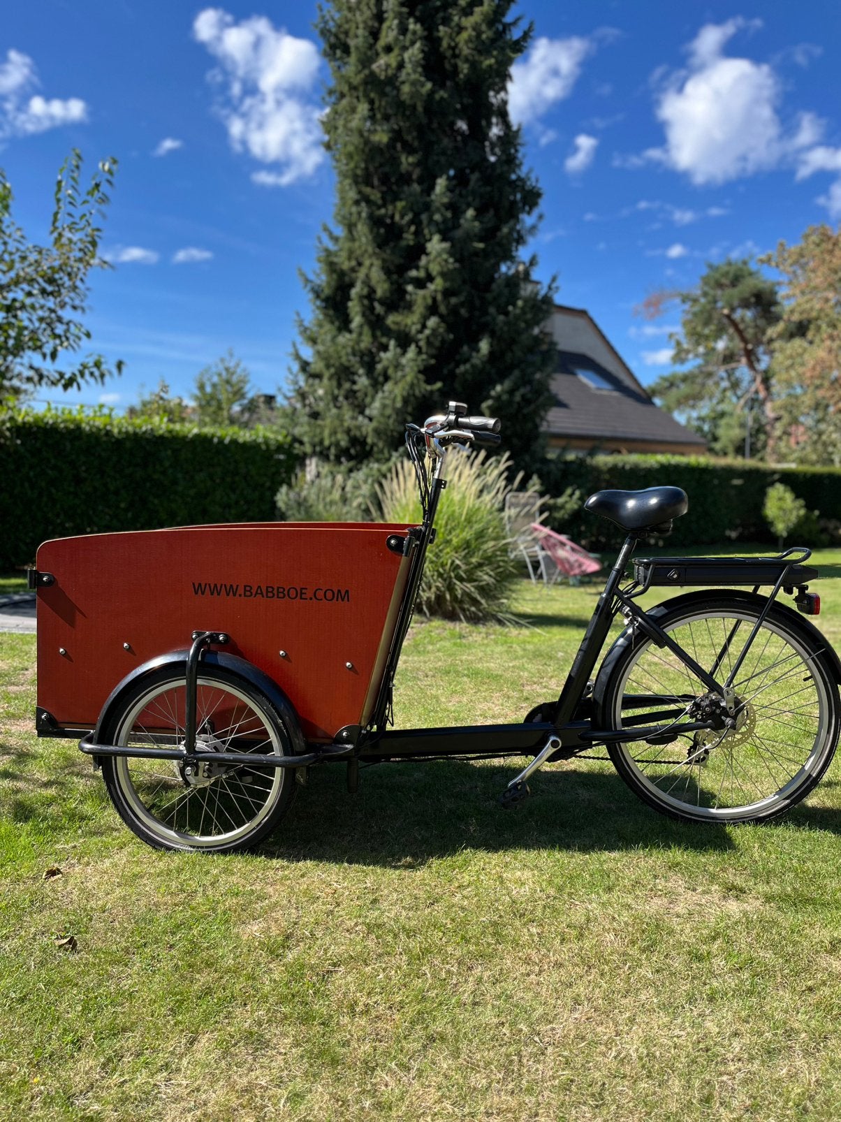 Babboe Big bakfiets elektrisch met regentent, 4 kinderen of meer, Gebruikt, Elektrisch, Ophalen