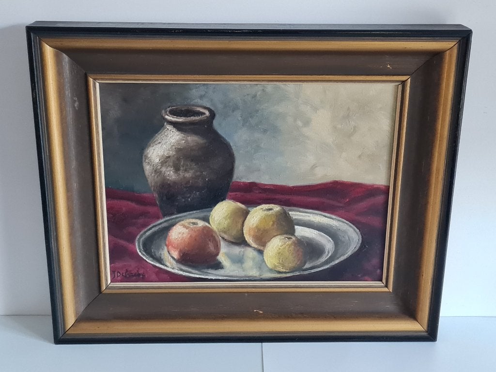 Zeer mooi schilderij op paneel - huile sur panneau, Ophalen of Verzenden, Stilleven, Paneel