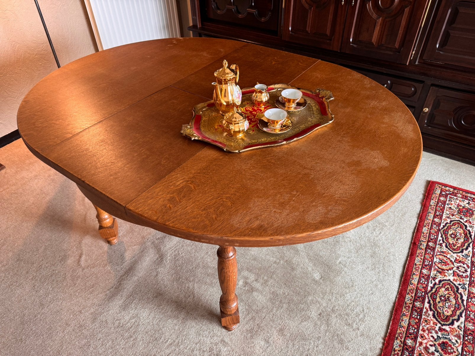 Ronde of Ovale eikenhouten tafel, Ophalen