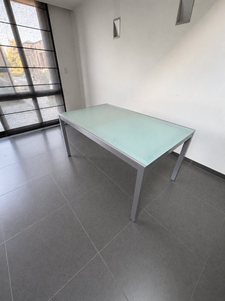 Moderne glazen eettafel / bureautafel – uitschuifbaar, Huis en Inrichting, Tafels | Eettafels, Ophalen, 200 cm of meer, 50 tot 100 cm
