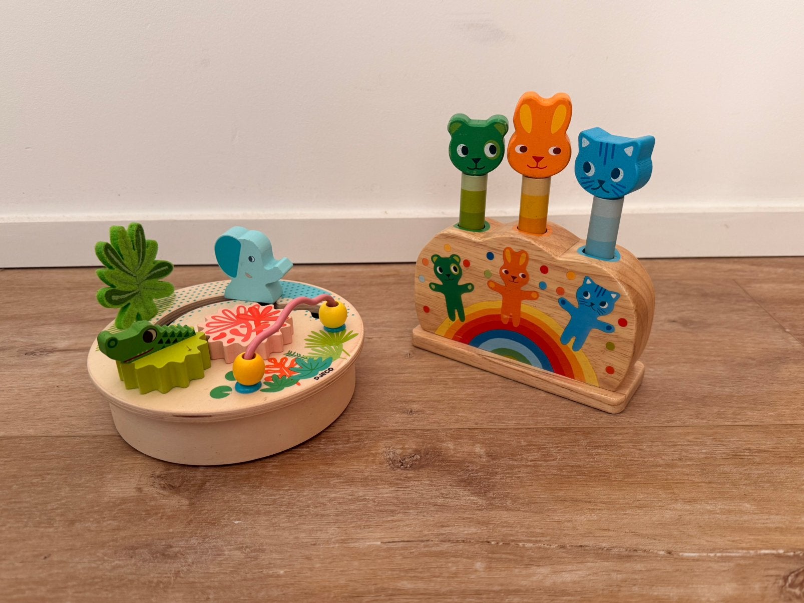 Lot de 2 jeux d’éveil en bois Djeco, Enlèvement, Utilisé, Autres types