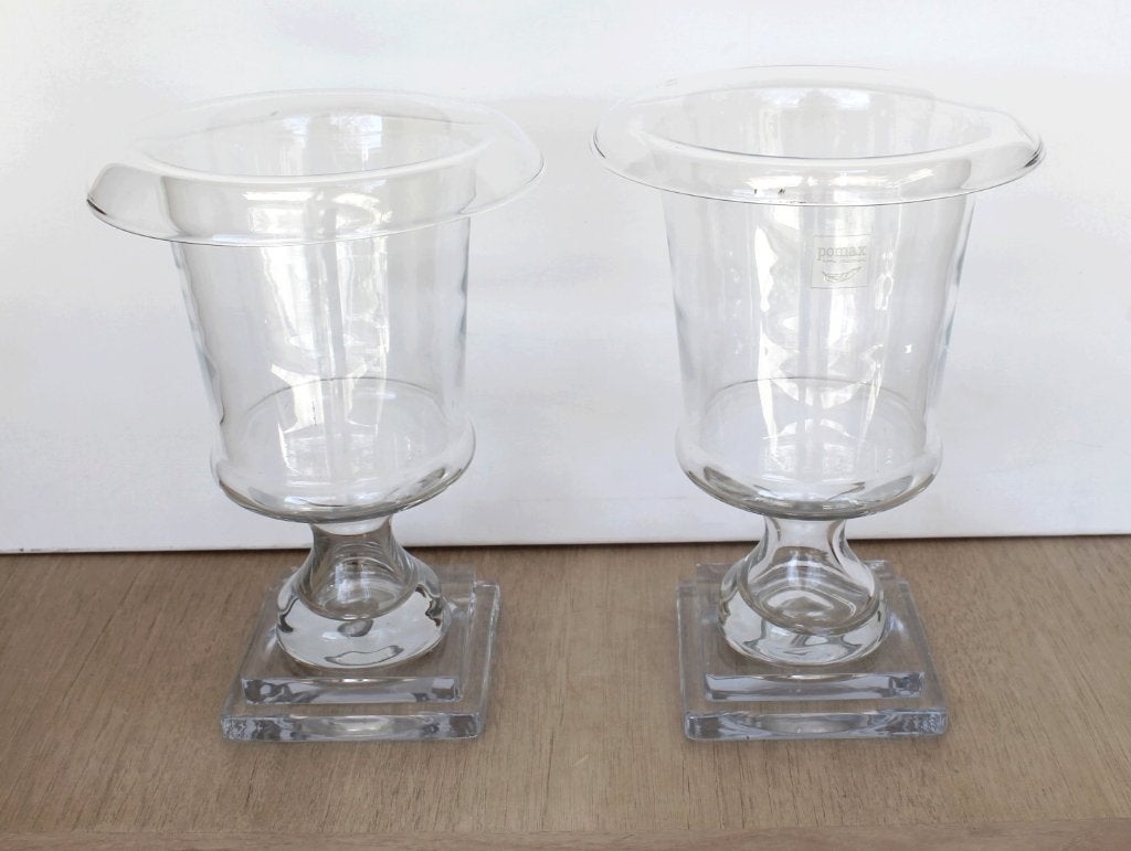 set de 2 magnifiques vases et lanternes en verre, Pomax Home, Maison & Meubles, Convient pour l'extérieur, Comme neuf, Verre, Transparent