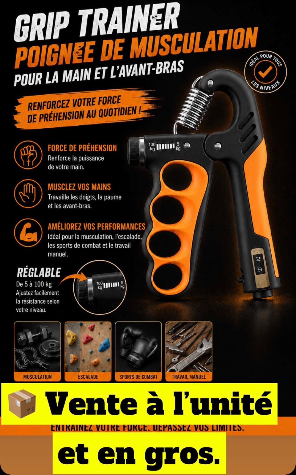 Grip Trainer / Hand Grip réglable – neuf dans sa boîte, Sports & Fitness, Enlèvement, Neuf