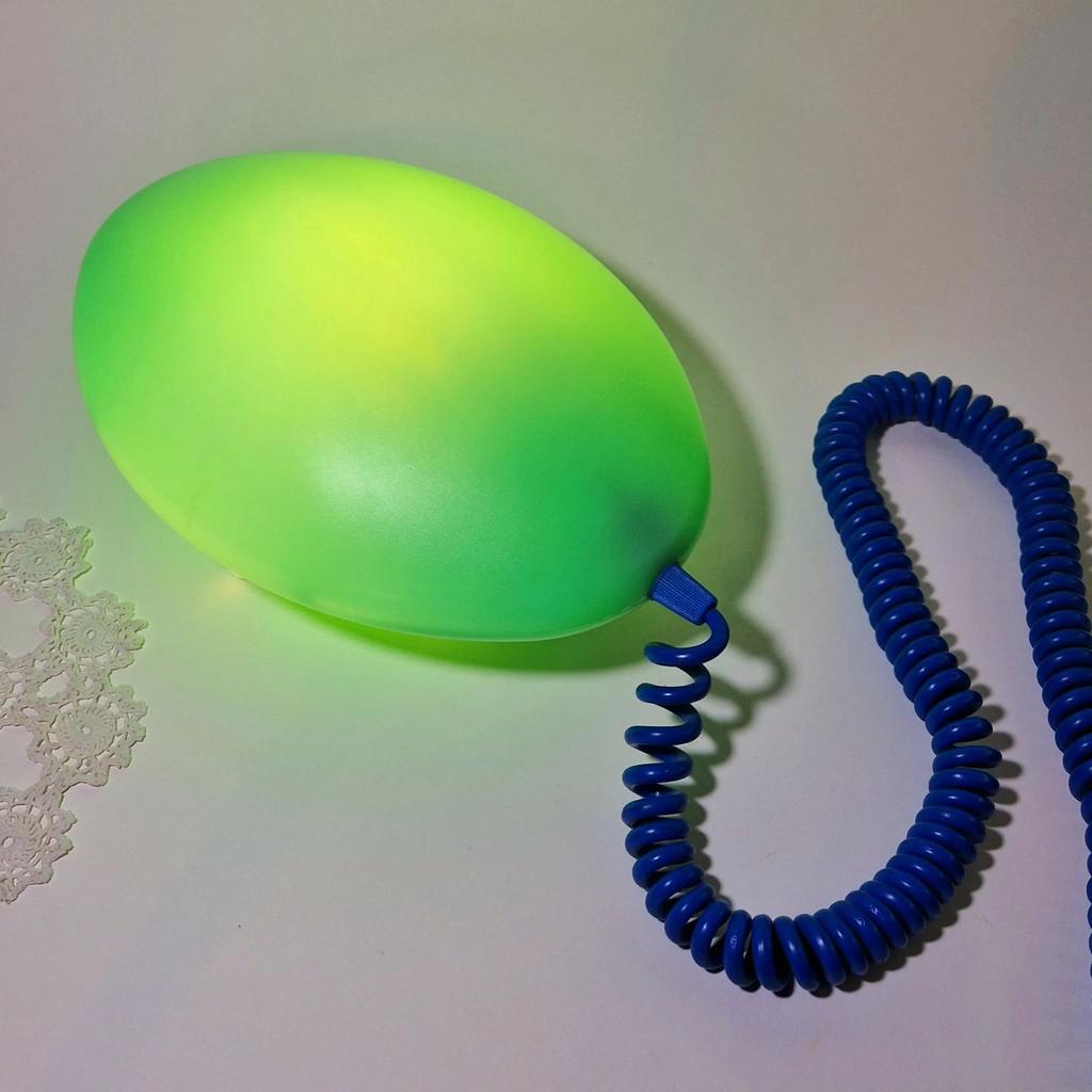Vintage IKEA LÖV lamp - Groen cocoon design met blauw snoer, Ophalen, Zo goed als nieuw