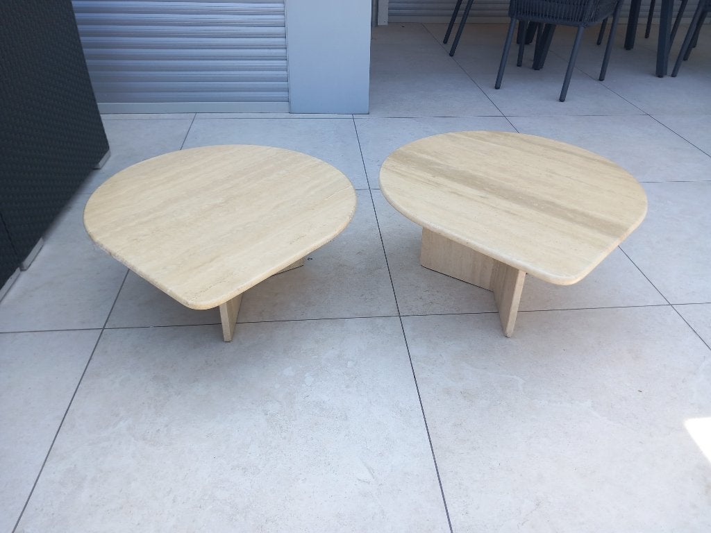 2 travertin salontafel  / bijzettafel, Ophalen of Verzenden