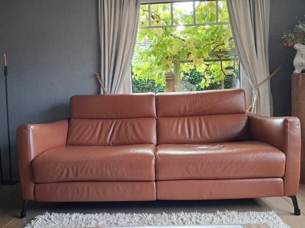 Natuzzi Lederen Salonzetel 3-zit, Comme neuf, Enlèvement, Modern, Cuir