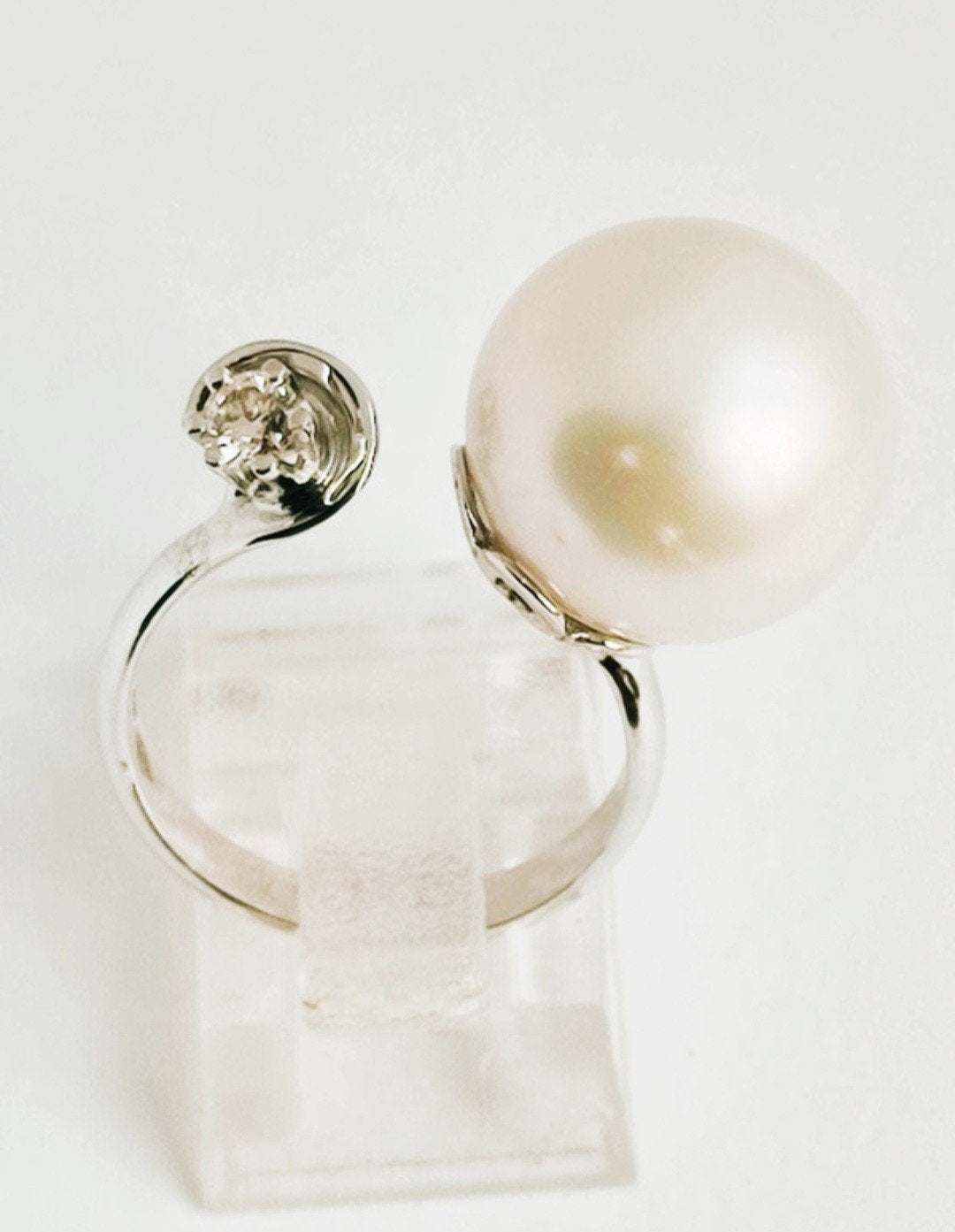 Exclusieve gouden ring met Zuidzee parel 14.6 mm en diamant, Bijoux, Sacs & Beauté, Enlèvement ou Envoi, Or, Or