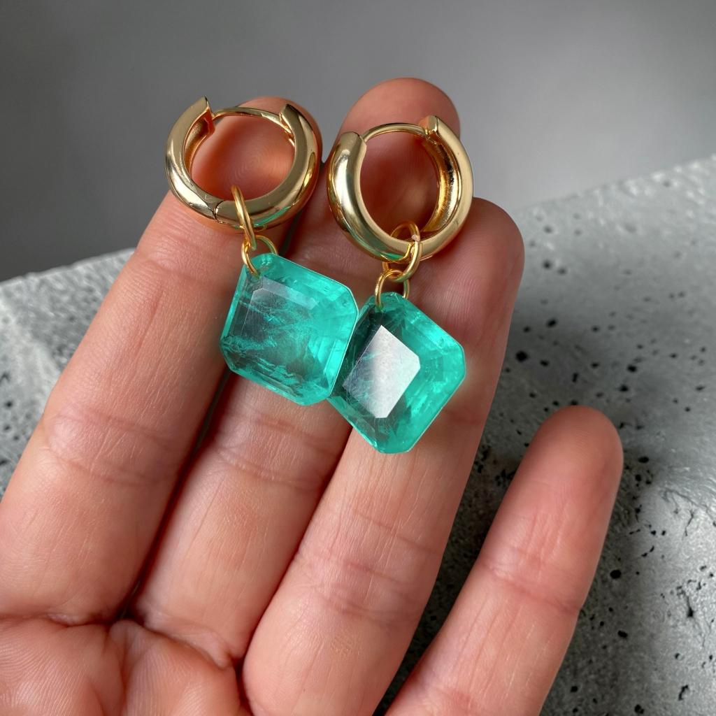 Oorbellen paraiba Verguld met 14K Goud natuurlijke steen, Handtassen en Accessoires, Oorbellen, Nieuw, Hangers, Overige materialen