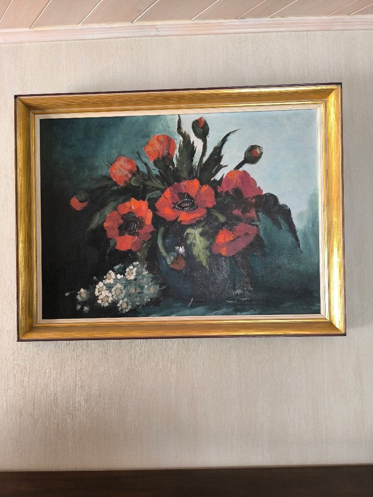 schilderij H.J. Pauwels, Ophalen, Bloemen, Doek