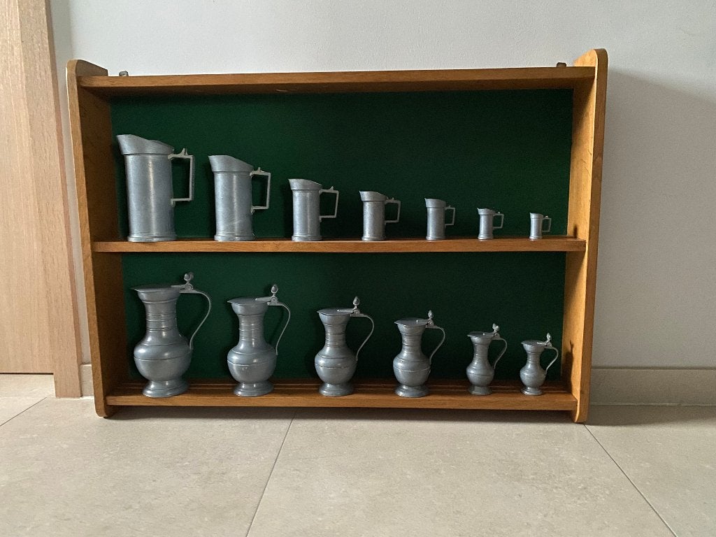 Eiken rek met kannetjes en potten - wandbevestiging, Maison & Meubles, Accessoires pour la Maison | Décorations murale, Utilisé