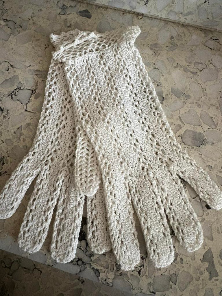 Vintage hand gehaakte handschoenen, Ophalen of Verzenden, Zo goed als nieuw, Handschoenen