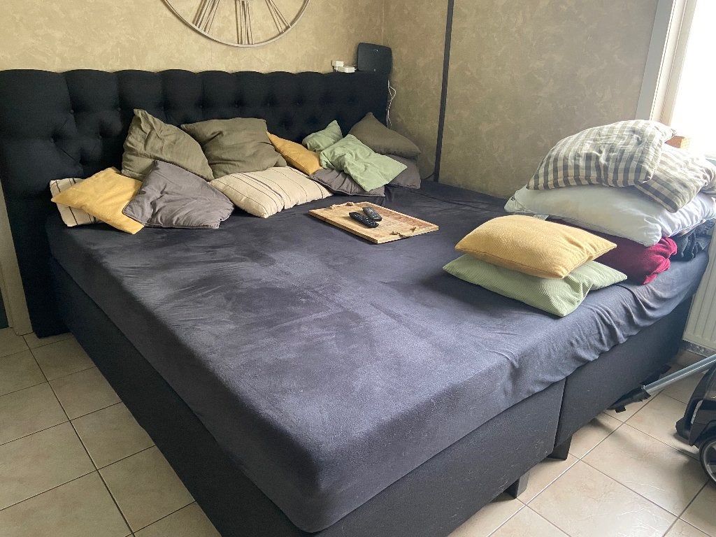 BOXSPRING 200x200cm, Ophalen, Gebruikt, Zwart, Tweepersoons
