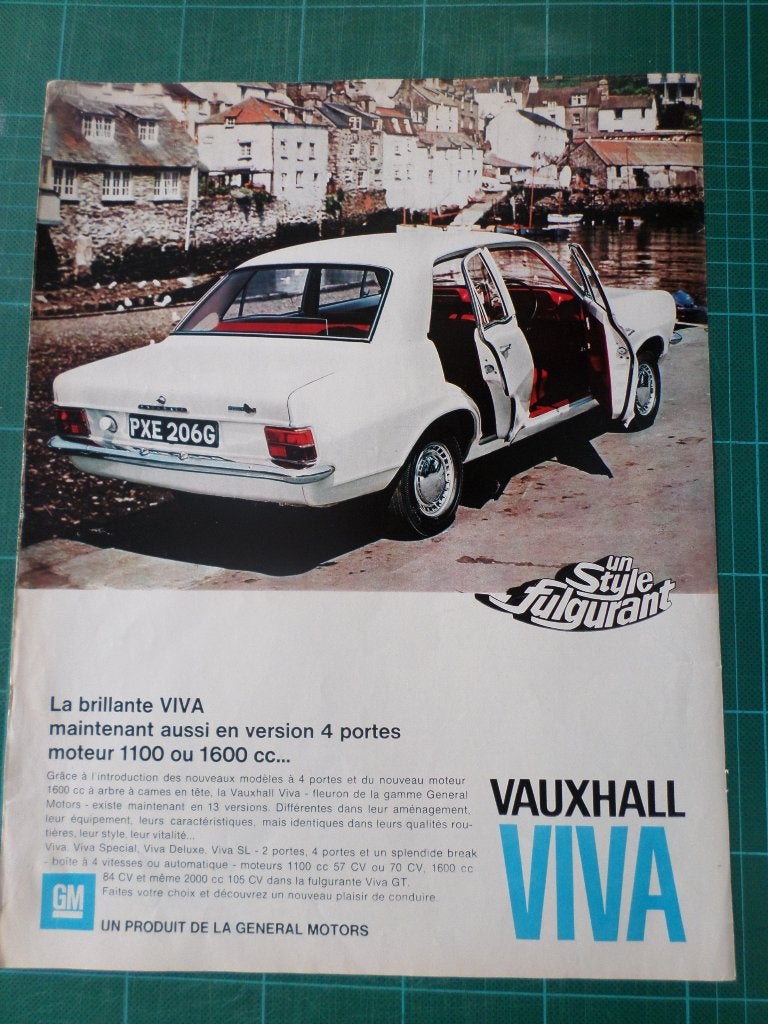 Vauxhall Viva - publicité papier - 1969, Ophalen of Verzenden, Gebruikt, Overige typen
