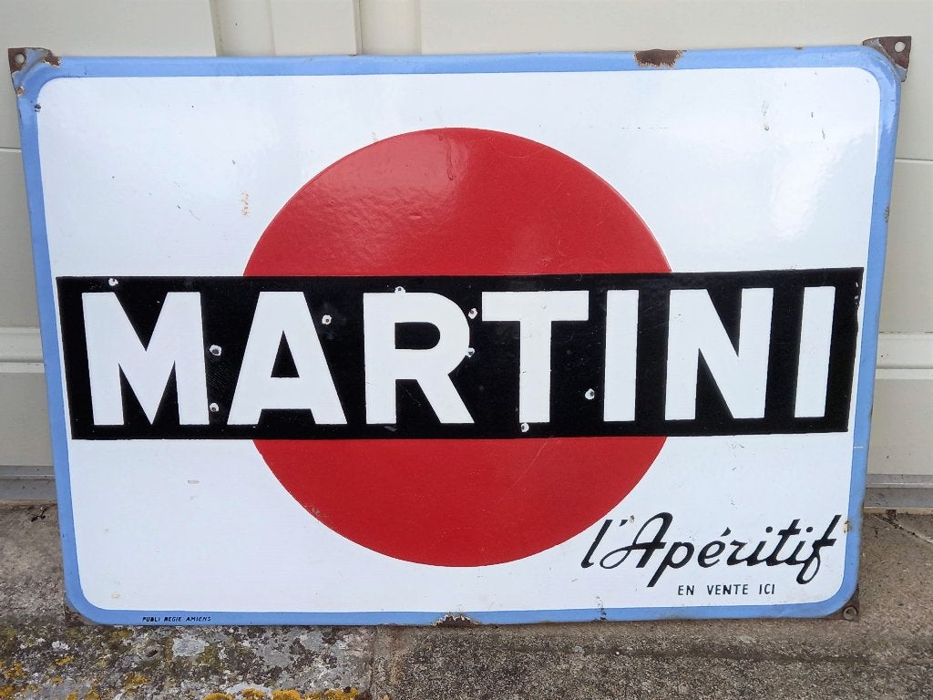 groot emaille reclamebord voor Martini, Verzamelen, Ophalen of Verzenden, Gebruikt, Reclamebord