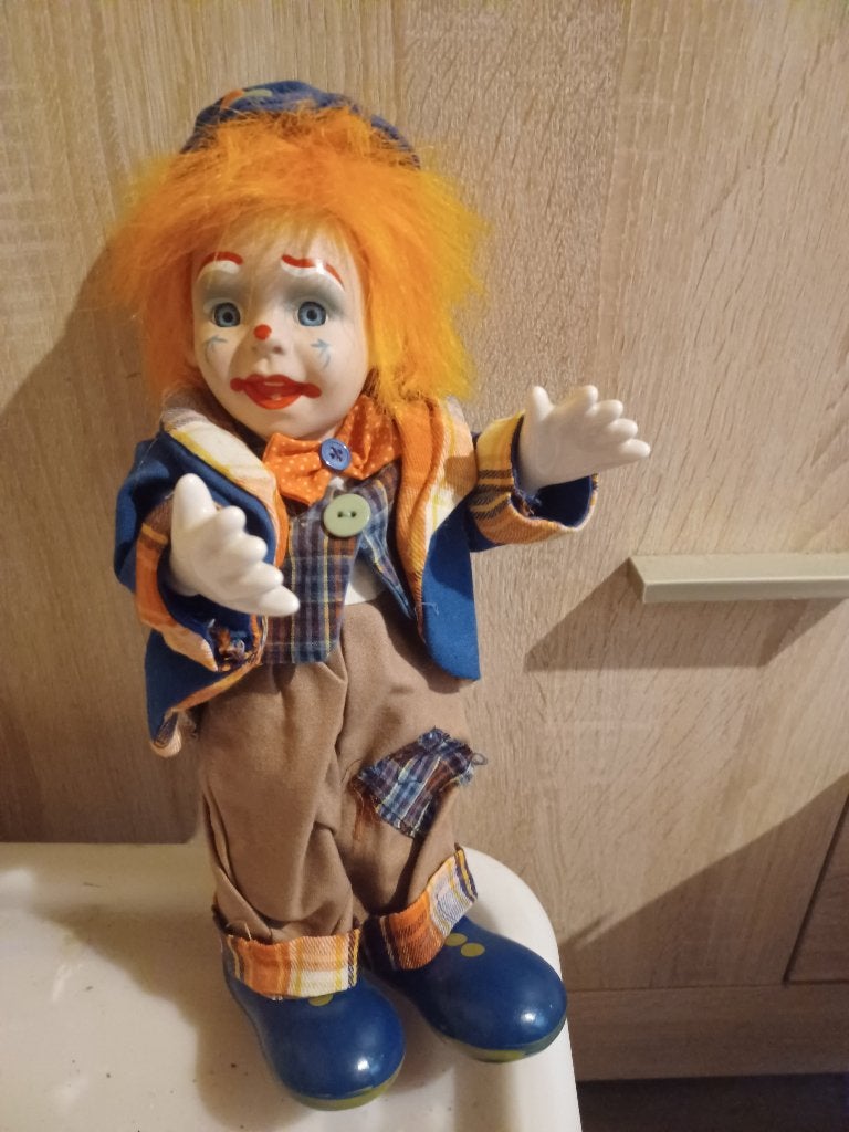 Un ancien clown automate boite a musique +-32cm, Enlèvement ou Envoi
