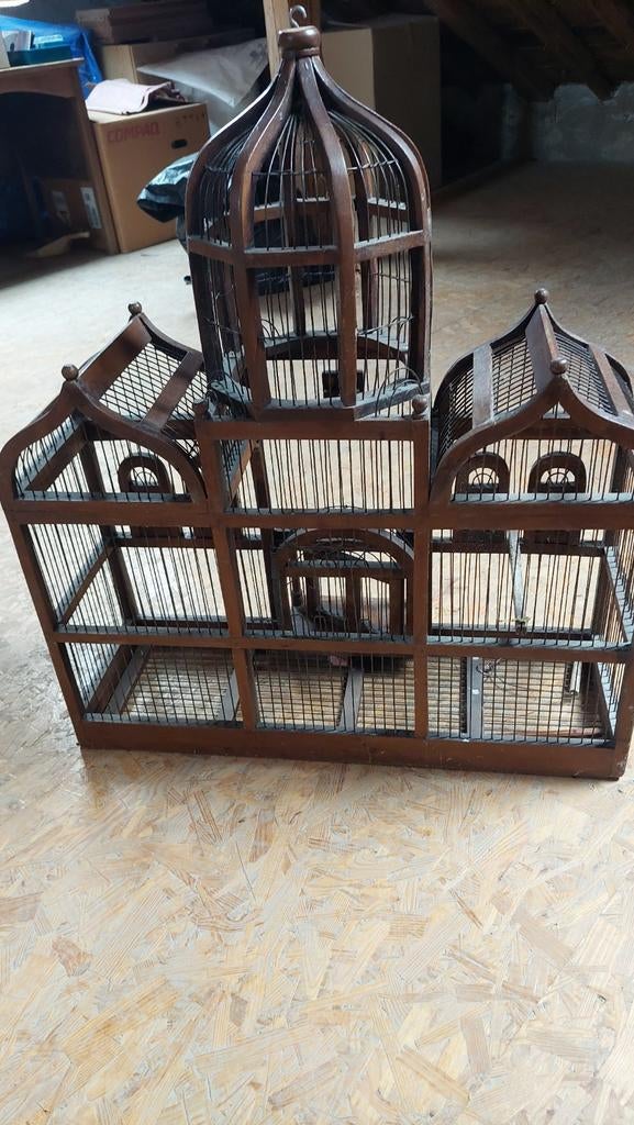 Cage à oiseaux vintage bois et metal, Enlèvement, Bois, Cage à oiseaux