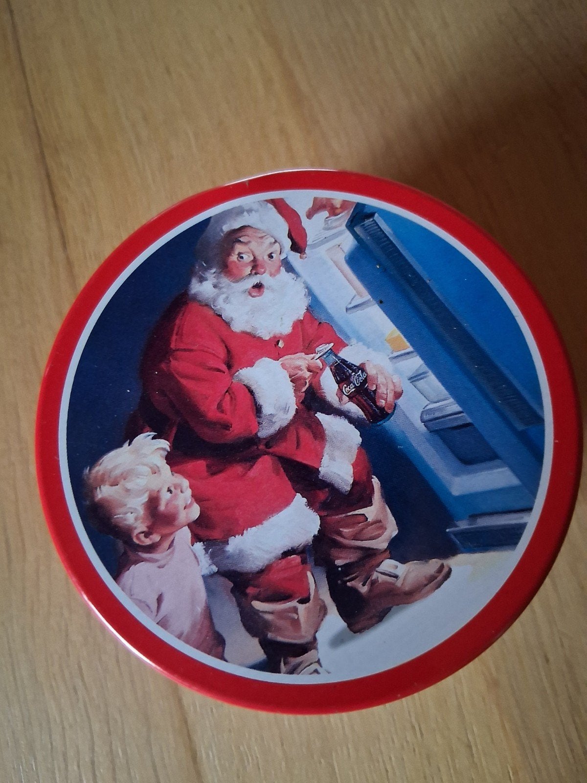 blikken doos Kerst Coca-Cola 9 cm diameter, Ophalen of Verzenden
