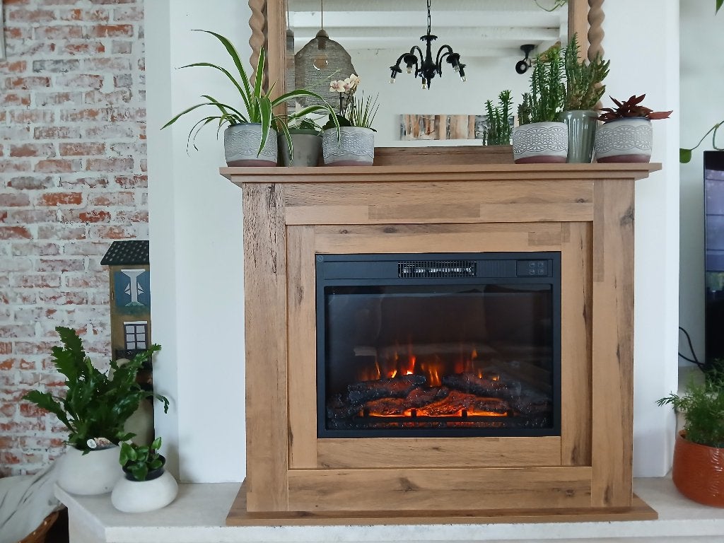 Electrische sfeerhaard met houten omkasting, Enlèvement, Neuf, Cheminée sur pied, Cheminée électrique