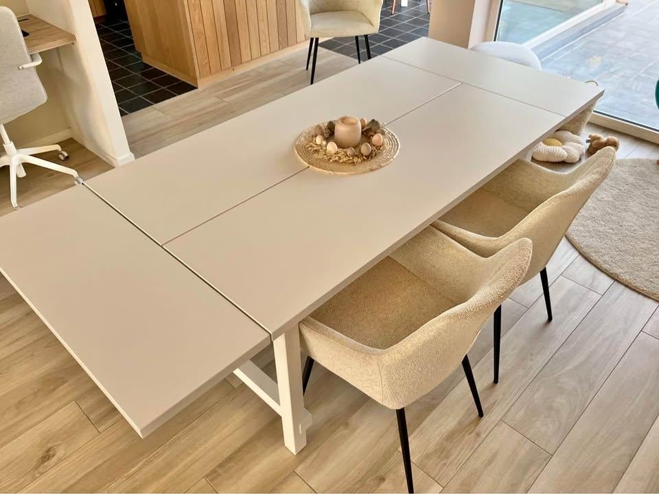 Table de salle à manger extensible blanche, Maison & Meubles, Tables | Tables à manger, Comme neuf, 100 à 150 cm, Enlèvement, Rectangulaire