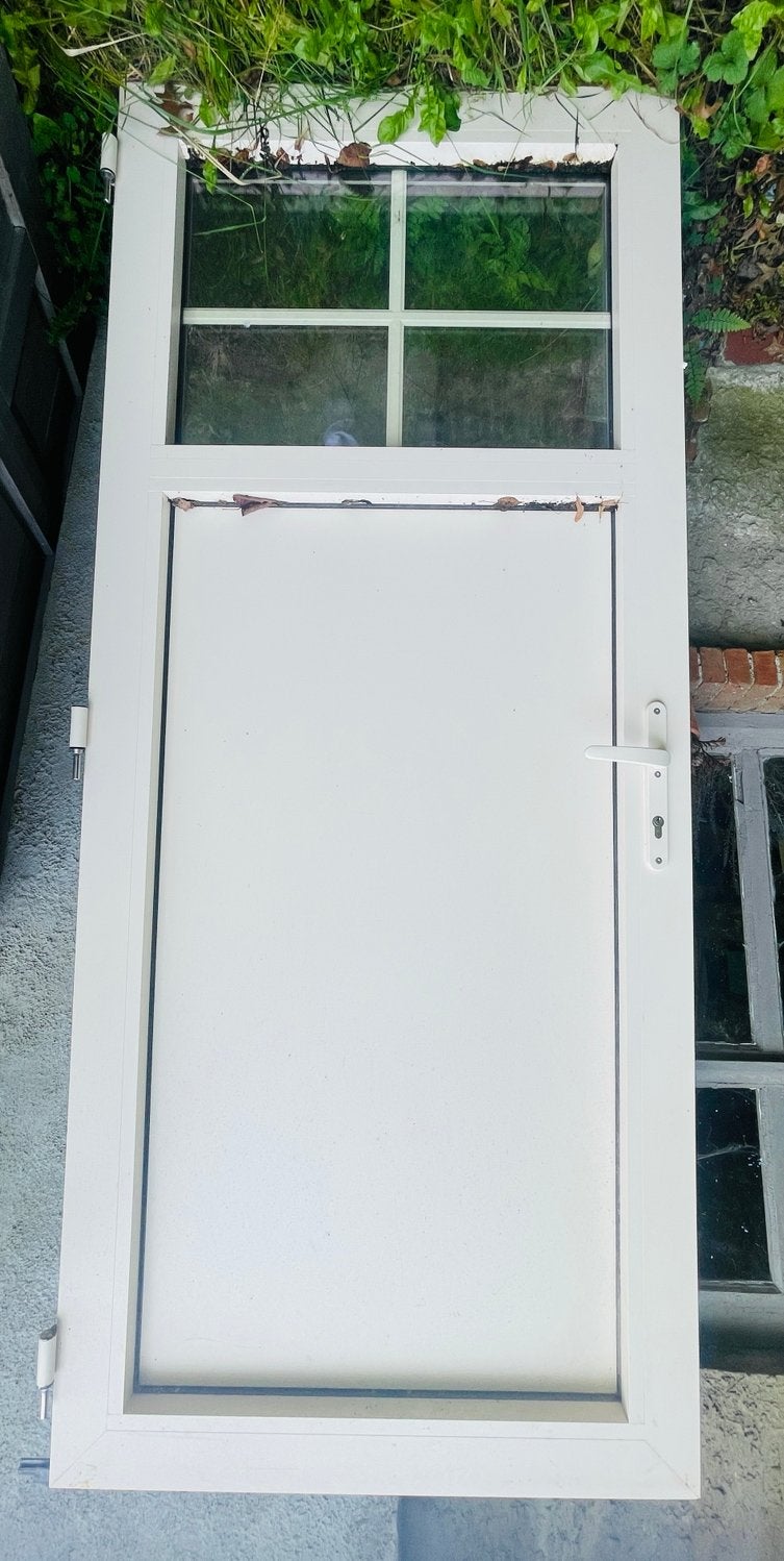 Witte PVC achterdeur inclusief kozijn, Enlèvement, Comme neuf, Verre, Porte extérieure