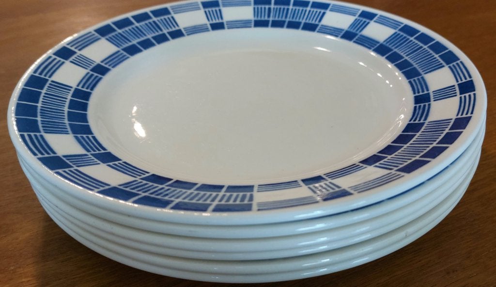 Badonviller NIL, 6 vintage platte borden., Huis en Inrichting, Keuken | Servies, Ophalen of Verzenden, Zo goed als nieuw, Bord(en)