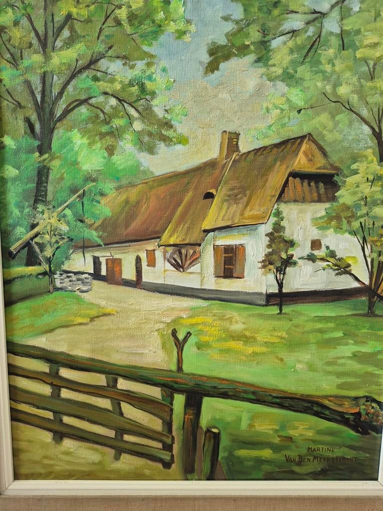 Une ferme dans le tableau Kempen, Martine Van Den Meersschau, Antiquités & Art, Art | Peinture | Classique, Enlèvement ou Envoi