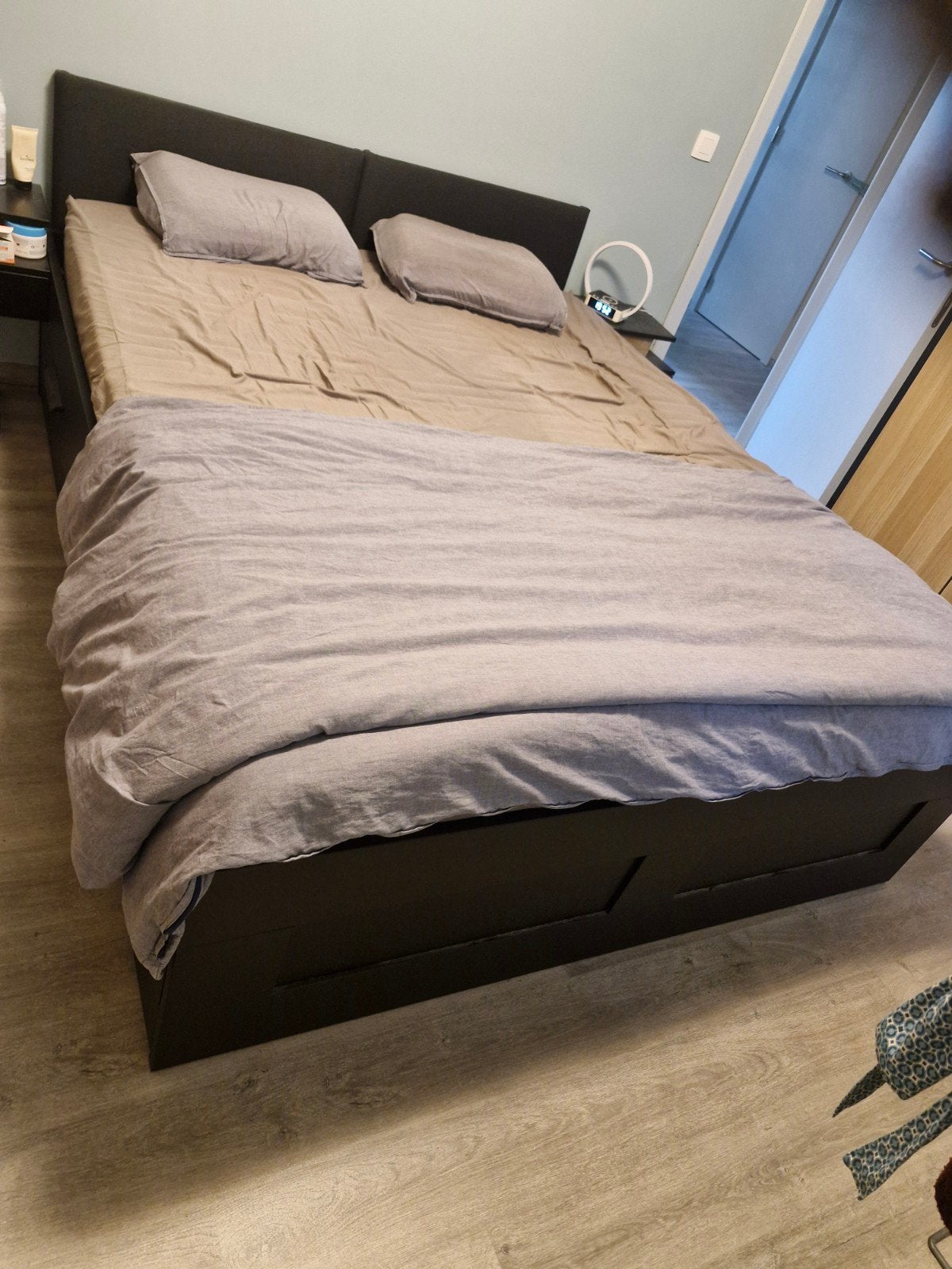 Tweepersoons bed, compleet met lattenbodem en matras., Ophalen, Tweepersoons, 200 cm, Matras
