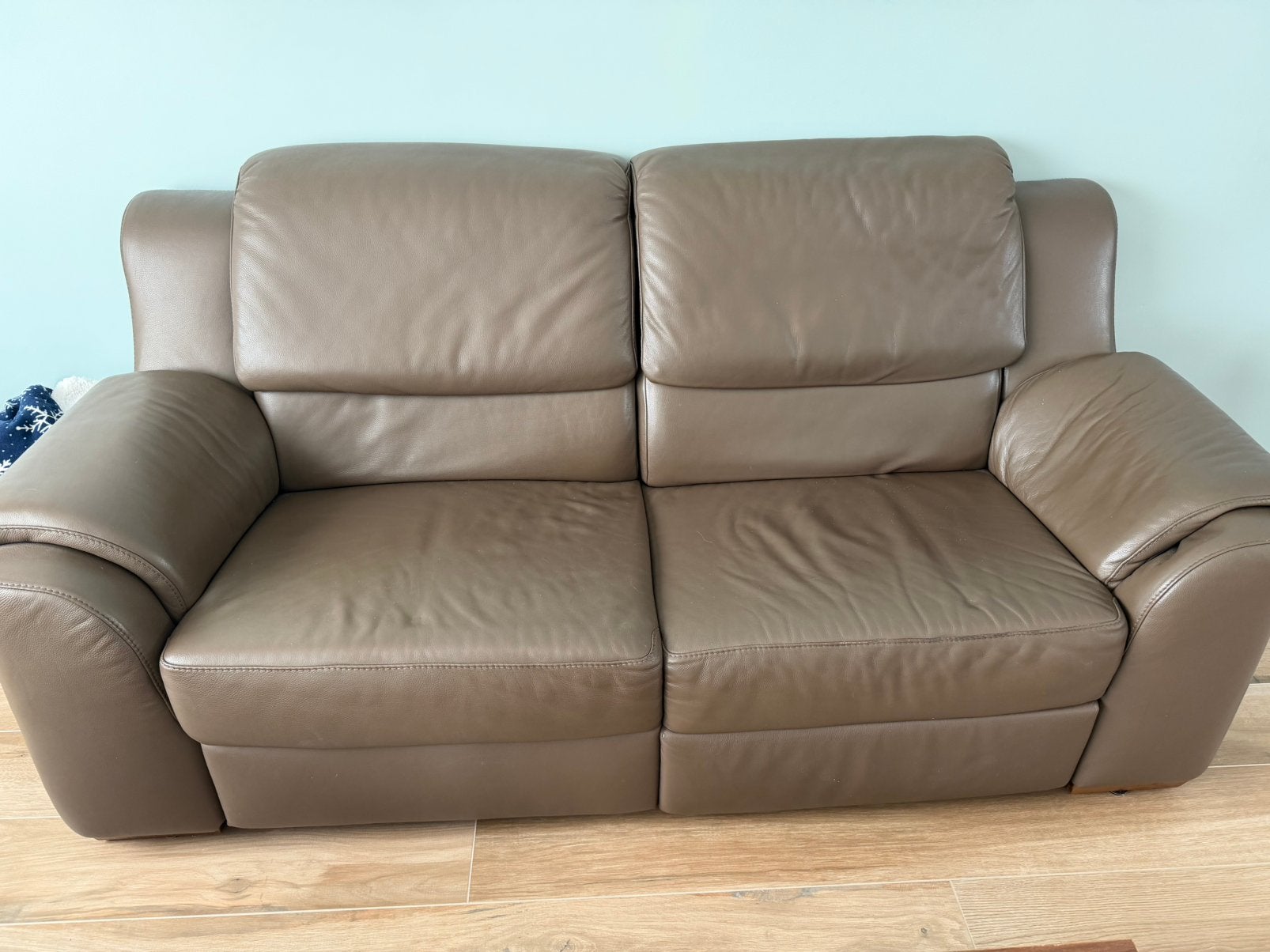 Lederen relax zetel, Ophalen, 150 tot 200 cm, Tweepersoons, Zo goed als nieuw