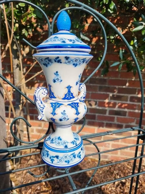 Prachtige Vintage Blauw-Witte Sierpot / Samovar - MTC, Antiek en Kunst, Ophalen of Verzenden