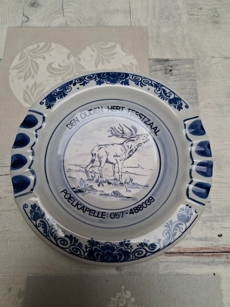 Poelkapelle Delfts Blauw Feestzaal Den Ouden Hert asbak, Ophalen of Verzenden