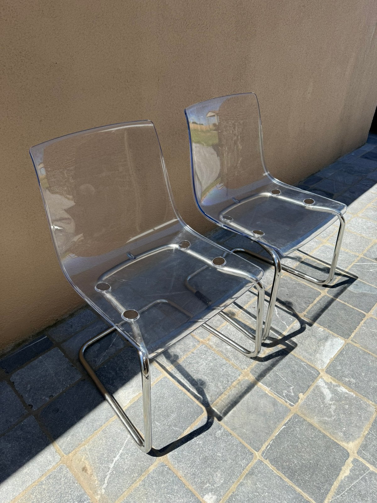 Chaise ikea transaparente, Maison & Meubles, Chaises, Enlèvement, Comme neuf, Métal, Une