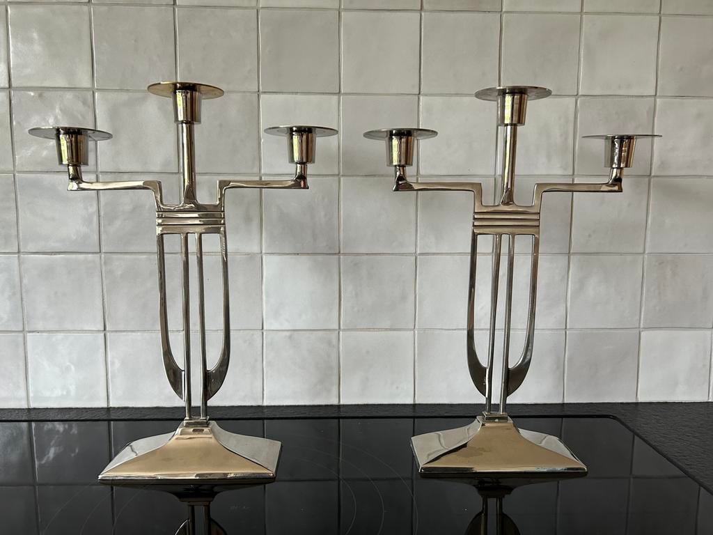 2 Vintage Art Deco kandelaars, Ophalen, Overige materialen