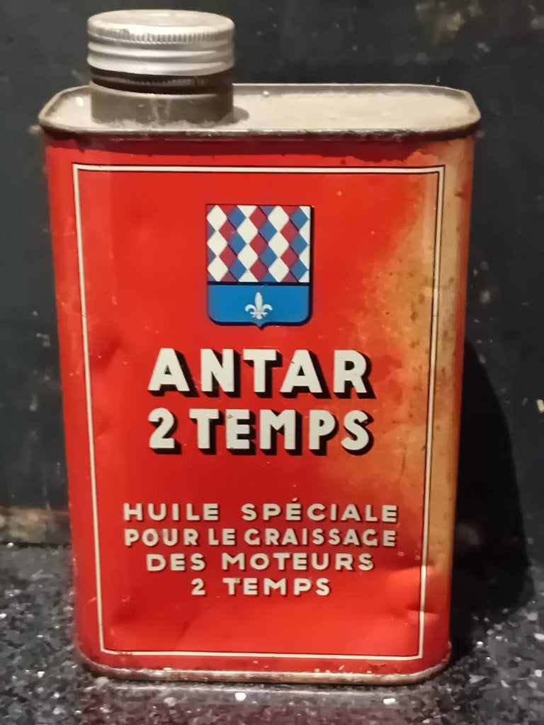 Zeldzaam olieblik ANTAR 2-temps, Verzamelen, Blikken, Ophalen of Verzenden, Gebruikt