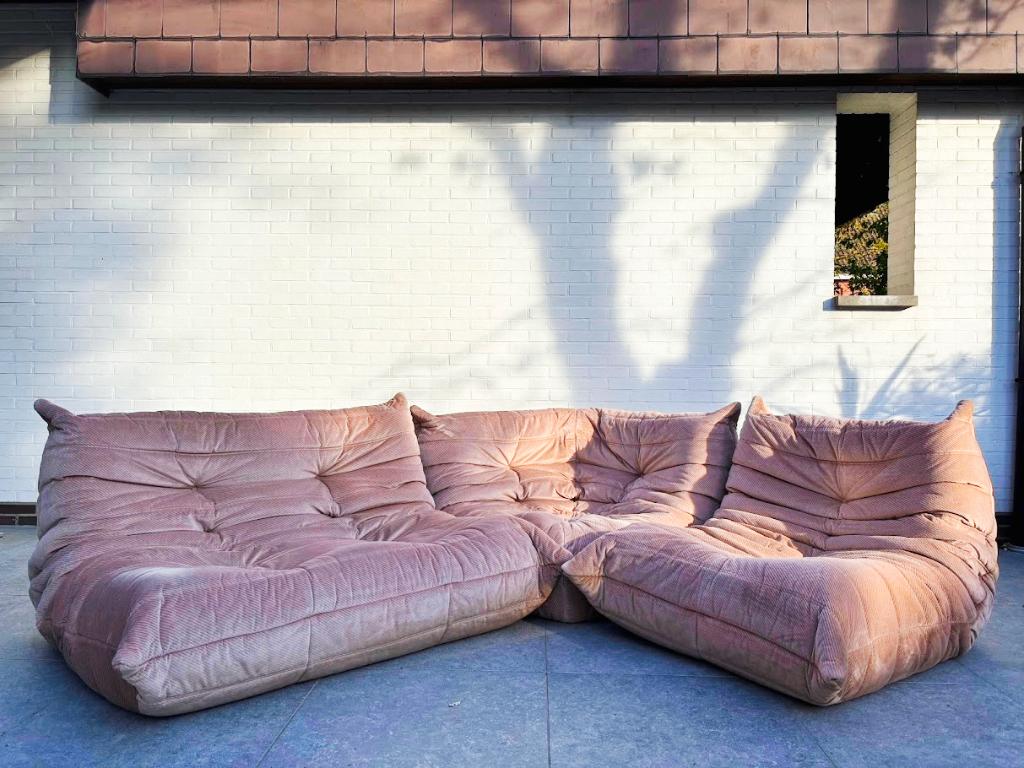 Vintage Togo Ligne Roset (3 pièces) - étiquette originale, Antiquités & Art, Antiquités | Meubles | Chaises & Canapés, Enlèvement