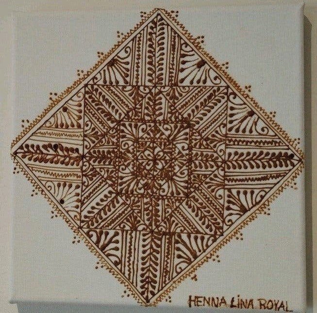 Toile originale fait main avec henné - artiste jettoise 20cm, Fait main